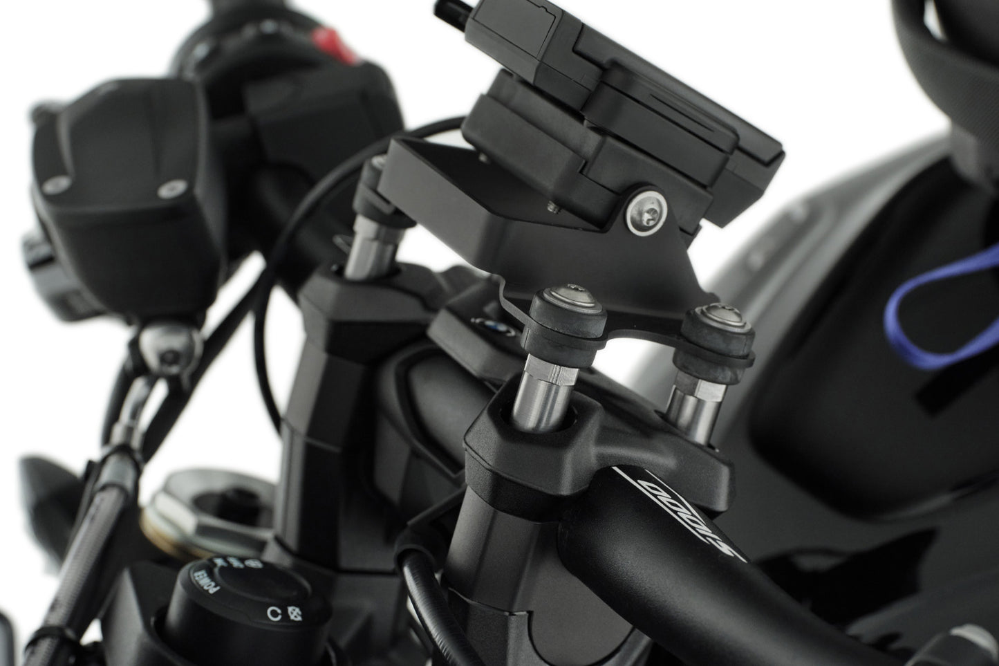 Wunderlich special screws for handlebar riser with sat nav