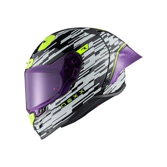 Nexx Helm X.R3R GLITCH RACER CARBON WIT NEON