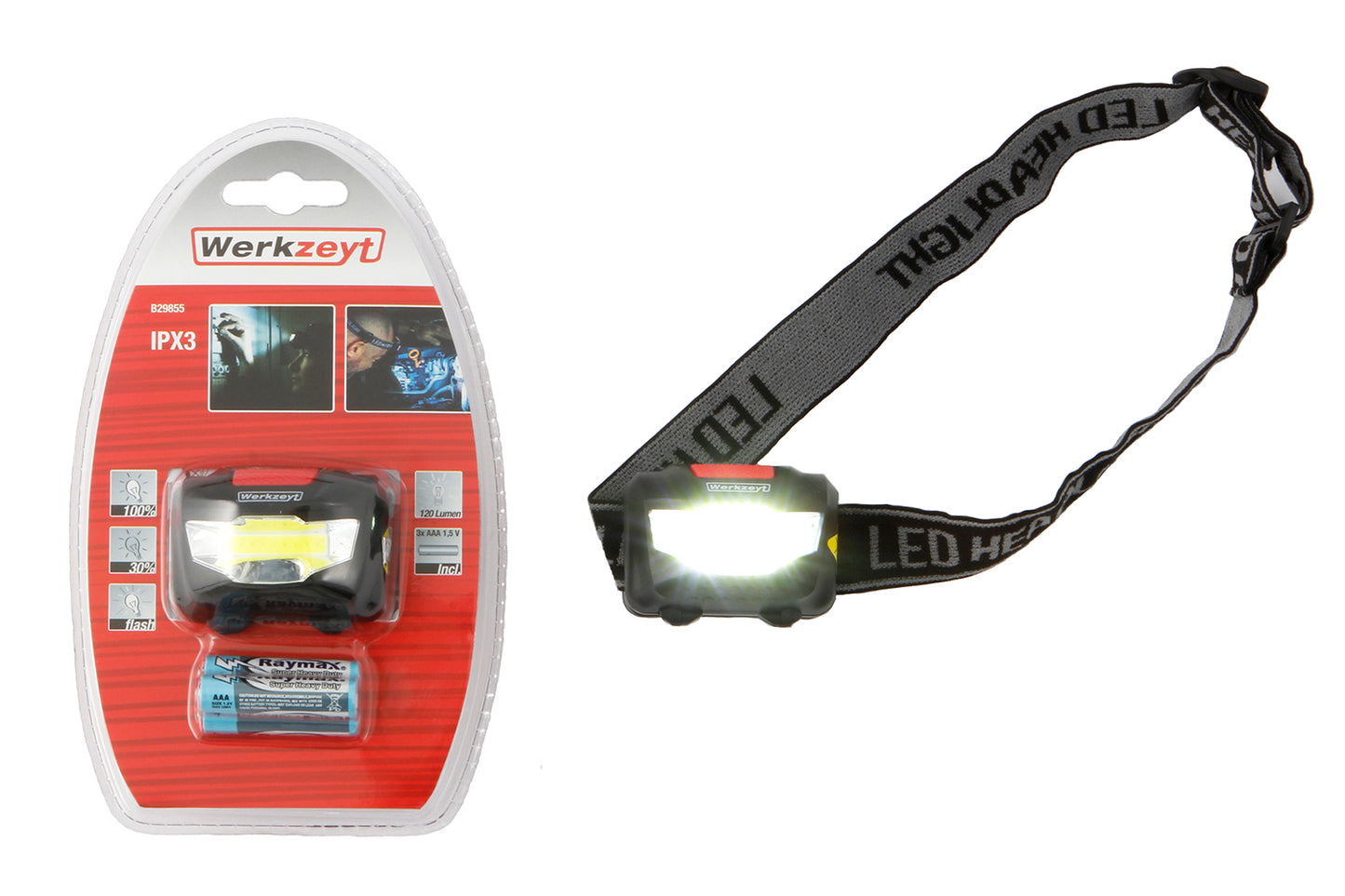 Waterproof LED headlamp IPX3 120 Lumens