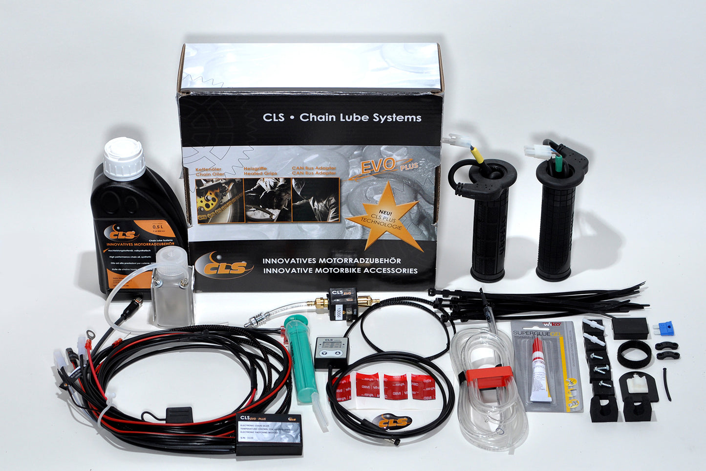 Kettenschmiersystem und Heizgriff-Kombisystem CLS EVO Plus
