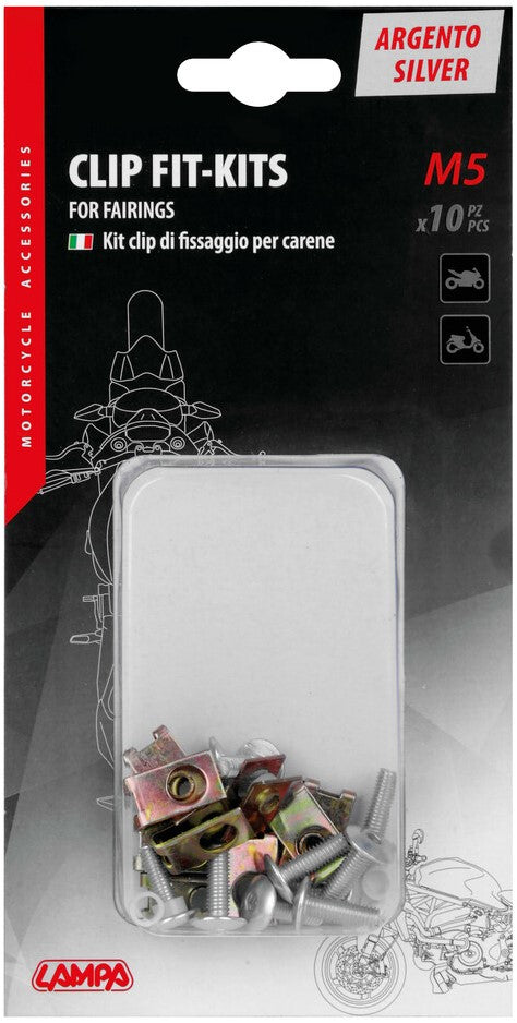 Clip Fit-Kits for fairings (5 MA) - 10 pcs - Silver