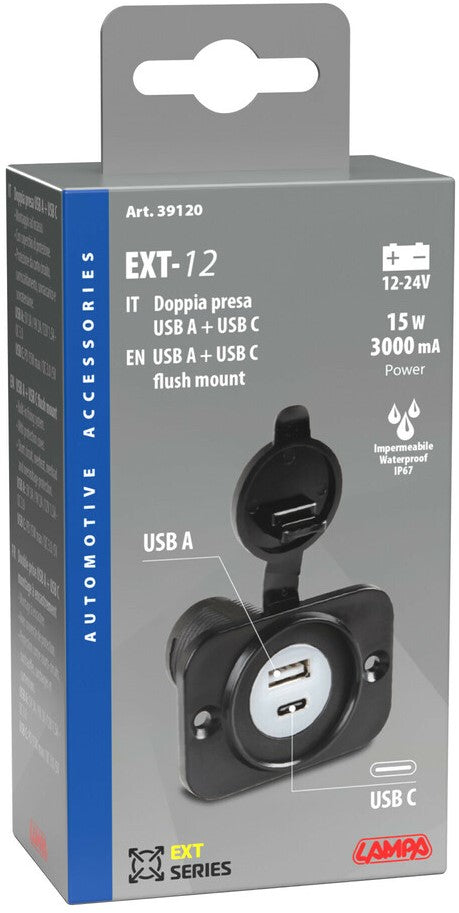 EXT-12 FLUSH MOUNT USB PORT 12/24V