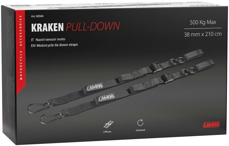 Kraken Pull-Down pair of motorcycle tie down straps