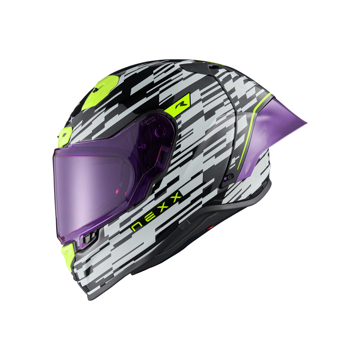 Nexx Helm X.R3R GLITCH RACER CARBON WEISS NEON