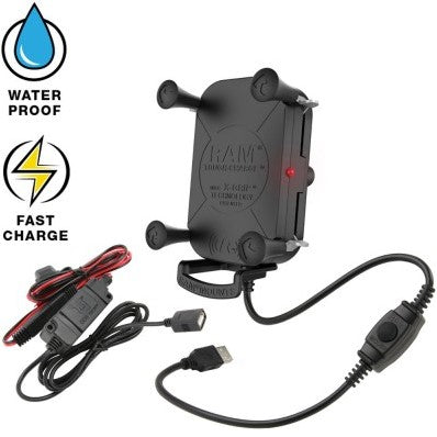 RAM X-Grip Tough-Charge Waterproof Wireless Charging Holder with Charger